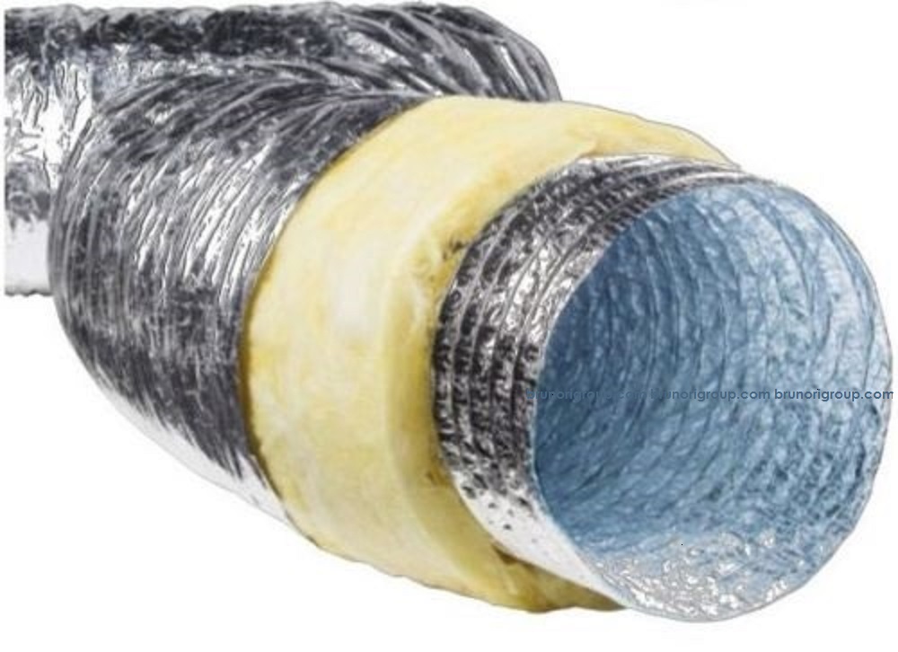 Tubo Flessibile alluminio isolato lana di vetro ecologica classe 1-0 VMC 10 metri DN 508