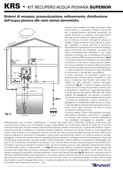 Sistema di recupero acqua piovana con pompa automatica autoadescante da 1,2 Hp